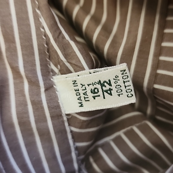 Borrelli Dress Shirt 16.5" Neck 42" Chest Tan Stripe Perfect Condition - Picture 5 of 7